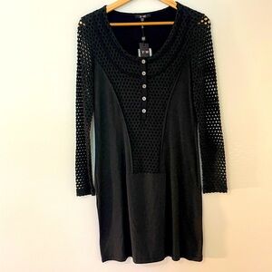 Yest Black Crochet Sleeve Dress